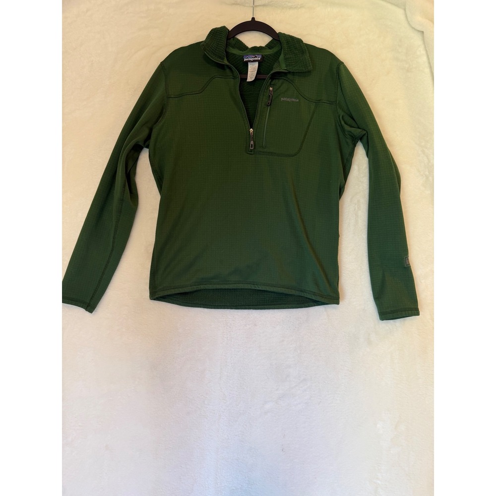 Patagonia R1 Regulator Fleece Pullover Mens Medium Green 1/4 Zip Grid Jacket